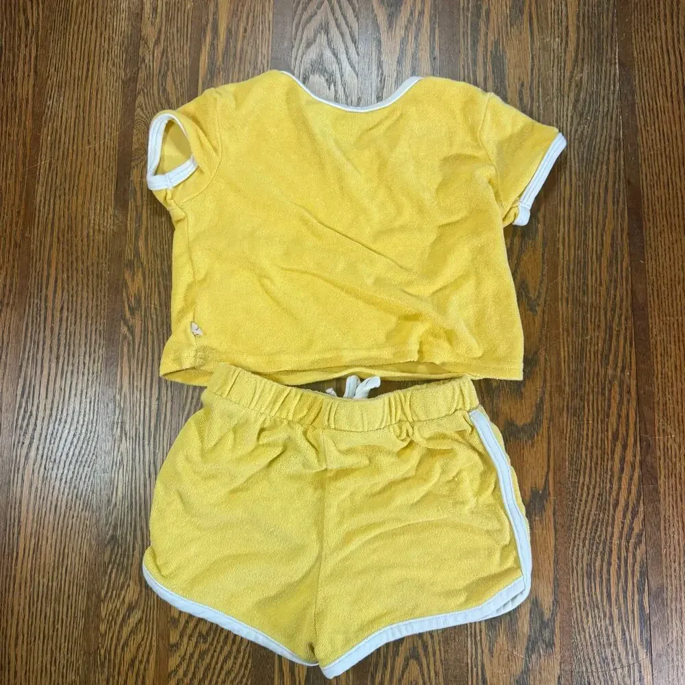 Bearpaw Toddler Girls Yellow Pineapple Terry Cloth Short Set 4T Cute Summer Set